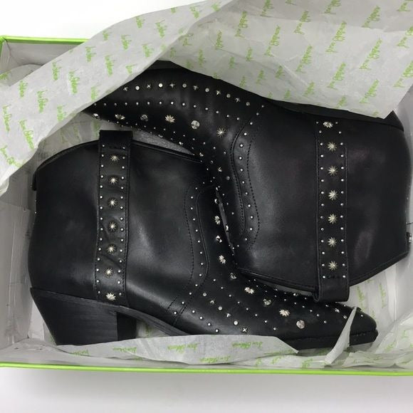 *NEW* SAM EDELMAN Brian Black Leather Studded Western Ankle Boots Size 9