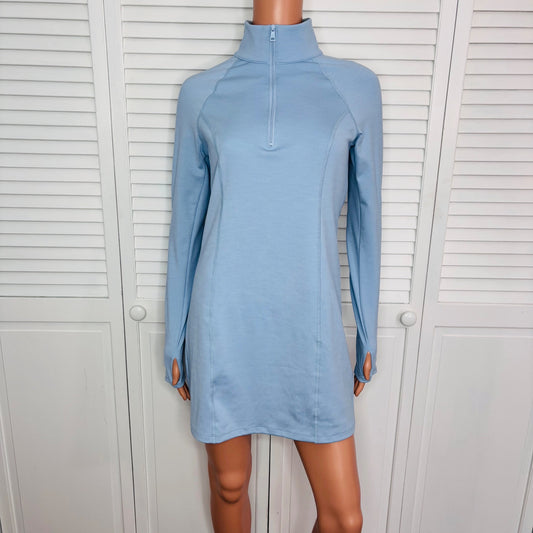 BEYOND YOGA Heather Rib Westside Dress in Hazy Sky Size Small