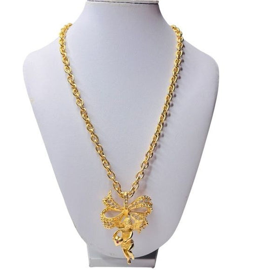CAMROSE & KRISS 18K Gold-Plates Angel Cherub Pendant Necklace