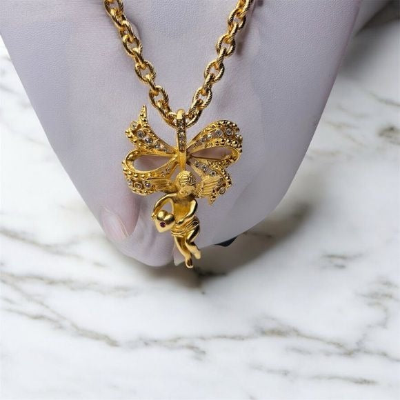 CAMROSE & KRISS 18K Gold-Plates Angel Cherub Pendant Necklace