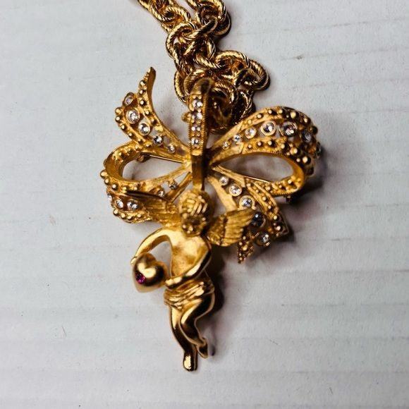 CAMROSE & KRISS 18K Gold-Plates Angel Cherub Pendant Necklace