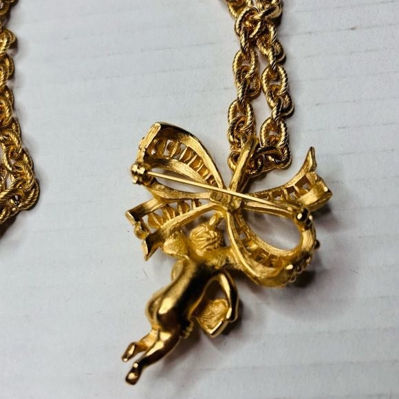 CAMROSE & KRISS 18K Gold-Plates Angel Cherub Pendant Necklace