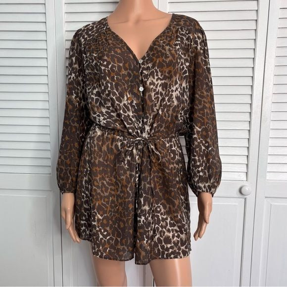 VERONICA BEARD Leopard Print Coraline Romper Size Large