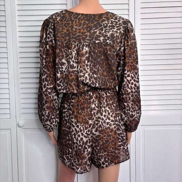 VERONICA BEARD Leopard Print Coraline Romper Size Large