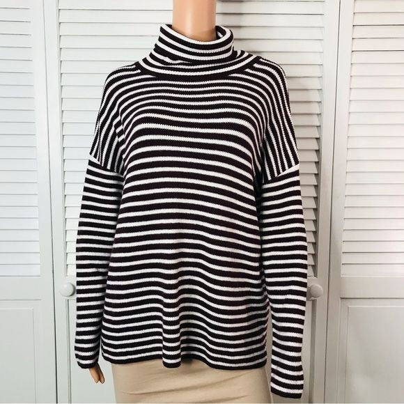 FRENCH CONNECTION Stripe Micro Ribbed Turtleneck Sweater