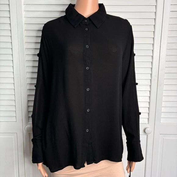 *NEW* MICHAEL LAUREN Black Nobel Button Down Blouse Size M