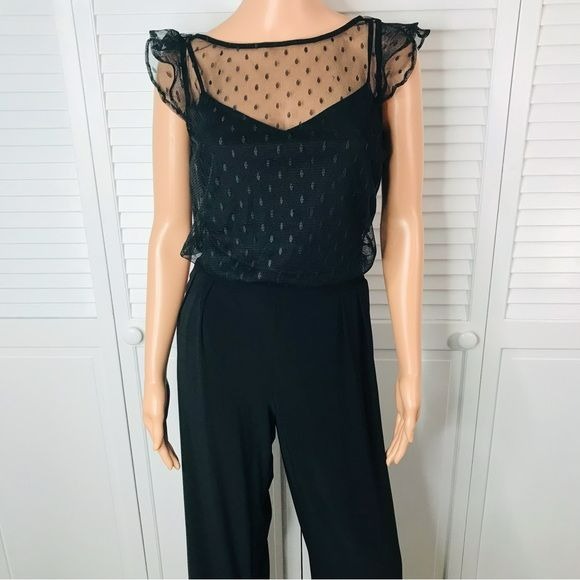 JULIA JORDAN Black Illusion Neck Wide Leg Jumpsuit Size 6