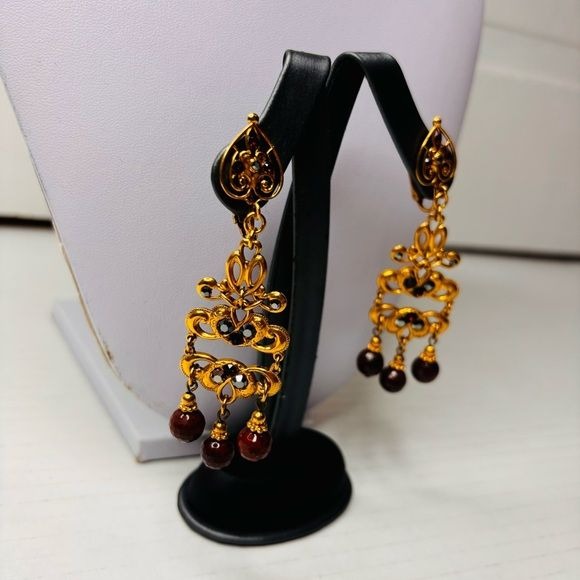 JOSE & MARIA BARRERA Gold Cloisonné Clip Drop Earrings
