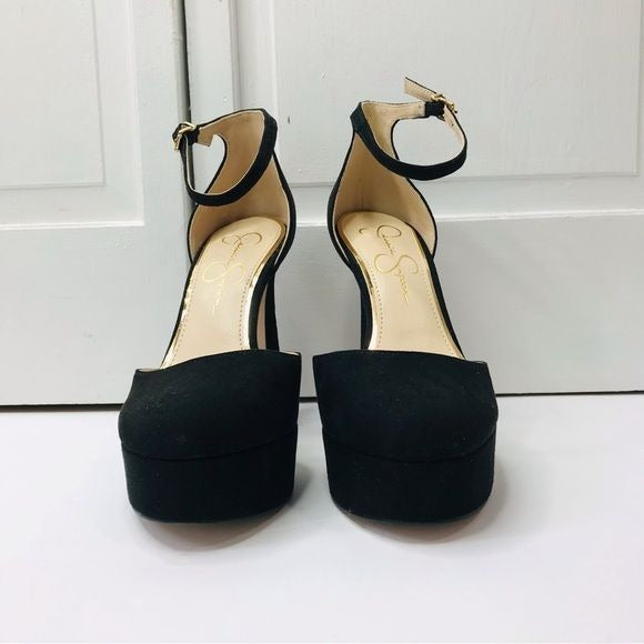 JESSICA SIMPSON Deirae Black Suede Platform Heels Size 8.5