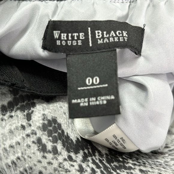 White House Black Market Chiffon Smocked Snake Print Boot Skirt Size 00