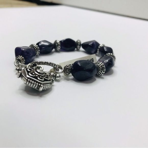 *NEW* BRIGHTON Purple Stone Silver Bracelet With Charm
