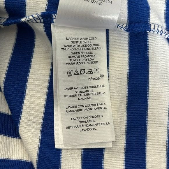 LAUREN RALPH LAUREN Blue White Striped Cotton T-Shirt Dress Size XS