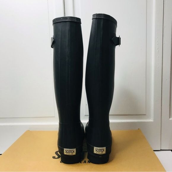 SCOTCH OF HOLLAND Black Tall Rubber Rain Boots Size 9 *NEW*