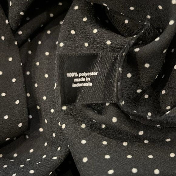 *NEW* LANE BRYANT Black White Polka Dot Button Down Blouse Size 18/20