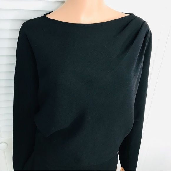 TARA JARMON Tom Crepe Black Top Size M