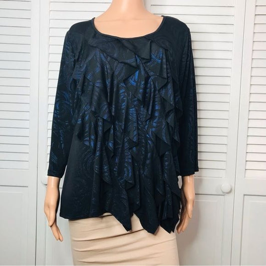 NOTATIONS Aayta Sparkle Ruffle Design Top Size 2X *NEW*