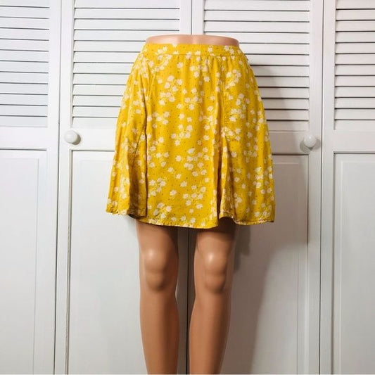 BILLABONG Jane Skipper Yellow Floral Fit & Flare Skirt Size M