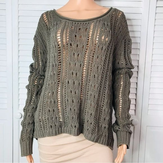 EXPRESS Brown Sheer Chunky Knit Sweater Size L *New*