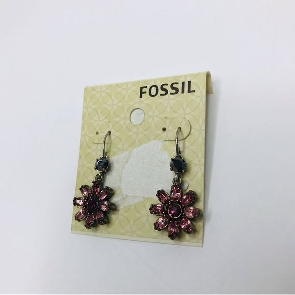 *NEW* FOSSIL Granny Pink Flower Earrings