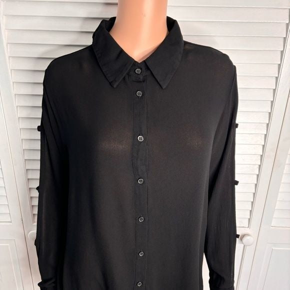 *NEW* MICHAEL LAUREN Black Nobel Button Down Blouse Size M