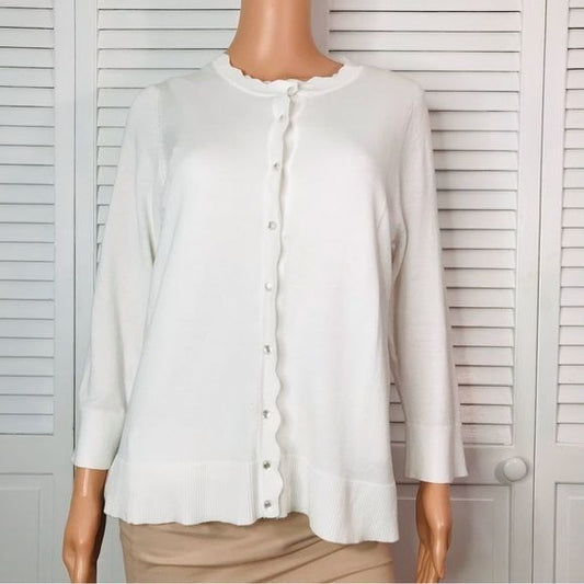 *NEW* CABLE & GAUGE Two Piece White Knit Cardigan Set Size XL