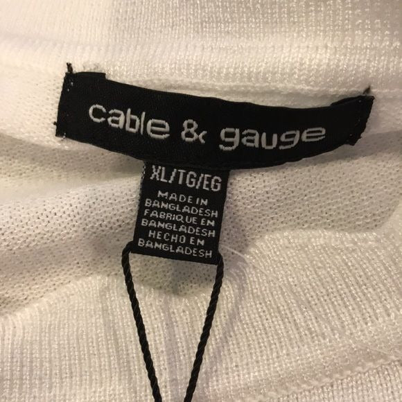 *NEW* CABLE & GAUGE Two Piece White Knit Cardigan Set Size XL