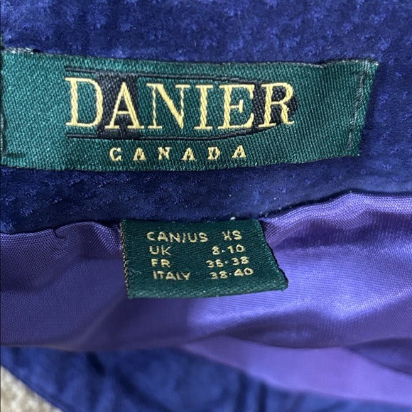 DANIER Vintage Royal Purple Suede Leather Zip-Up Sleeveless Vest Size XS