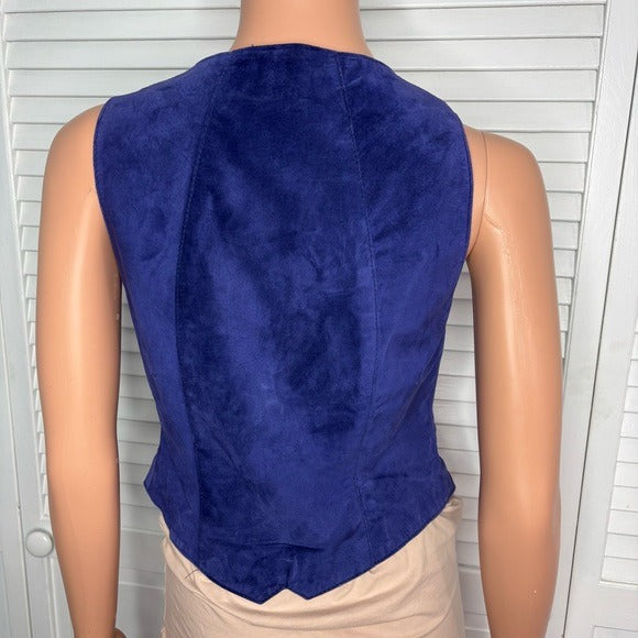DANIER Vintage Royal Purple Suede Leather Zip-Up Sleeveless Vest Size XS