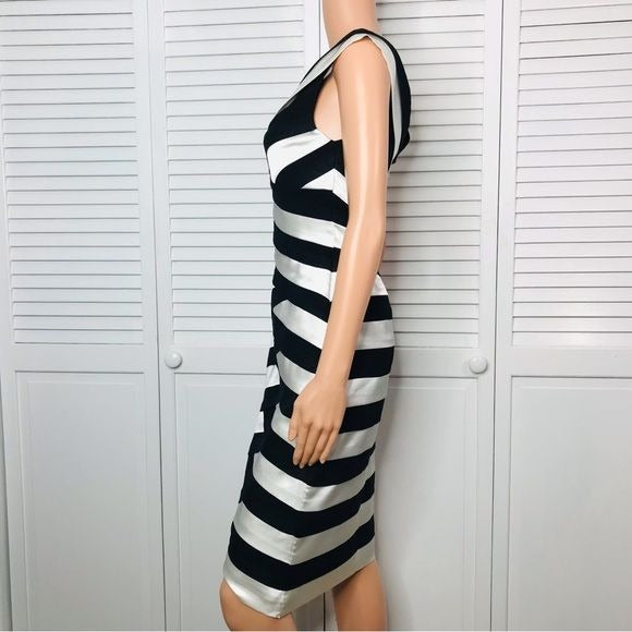 XSCAPE Striped Bodycon Dress Size 4