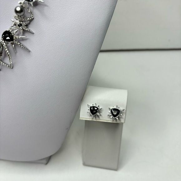 *NEW* SWAROVSKI Sign Fantastic Floral Spike Rhodium Plated Necklace & Earring Set