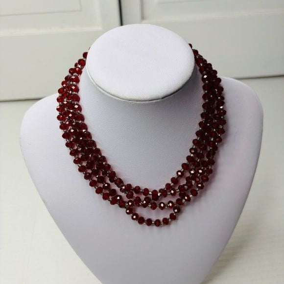 CAROL LEE Red Crystal Extra Long Necklace