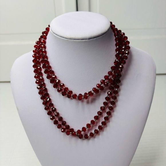 CAROL LEE Red Crystal Extra Long Necklace