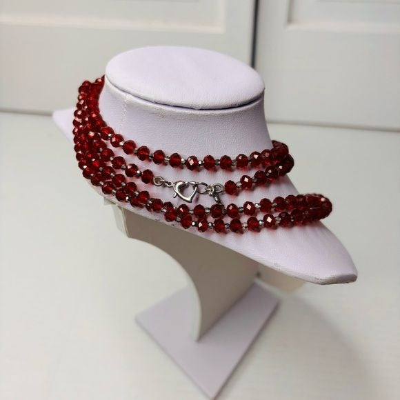 CAROL LEE Red Crystal Extra Long Necklace