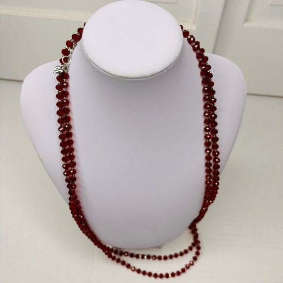 CAROL LEE Red Crystal Extra Long Necklace