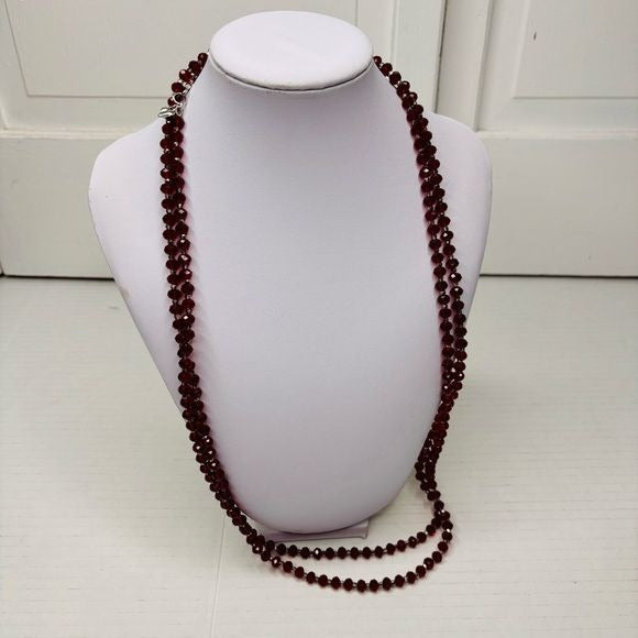 CAROL LEE Red Crystal Extra Long Necklace