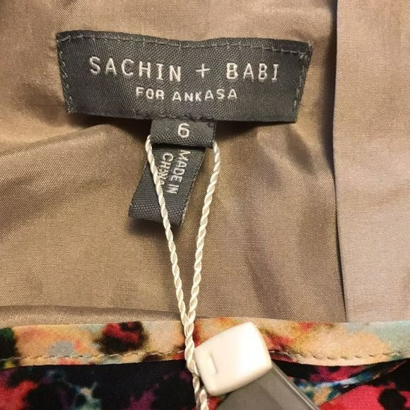 SACHIN + BABI For Ankasa Silk Printed Providence Dress Size 6 *NEW*