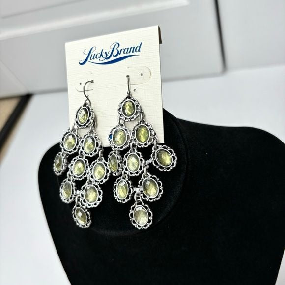 *NEW* LUCKY BRAND Silver Green Chandelier Earrings