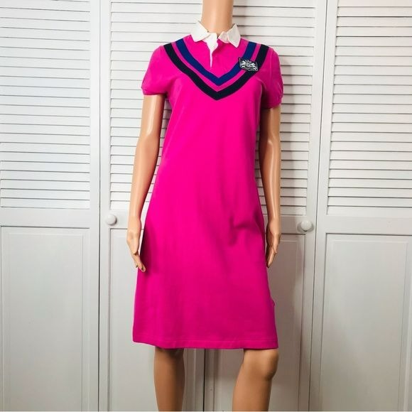 RALPH LAUREN SPORT Pink Short Sleeve Collared Polo Dress Size M *NEW*