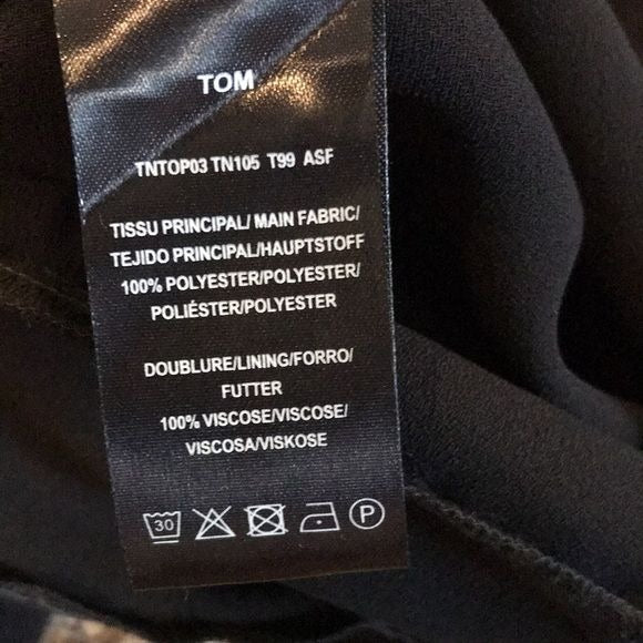 TARA JARMON Tom Crepe Black Top Size M