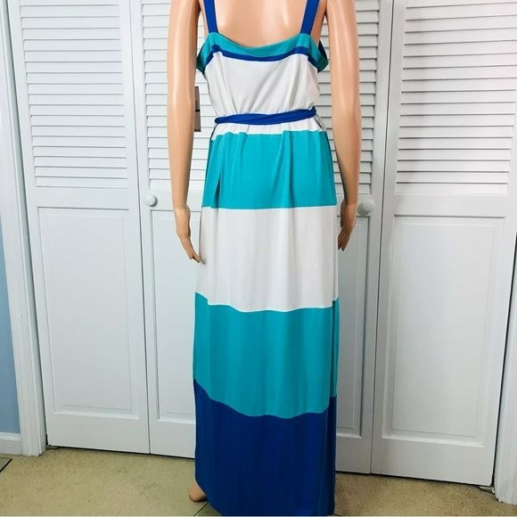 TOMMY HILFIGER Ceramic Multi Seasonal Belted Maxi Dress Size L *NEW*