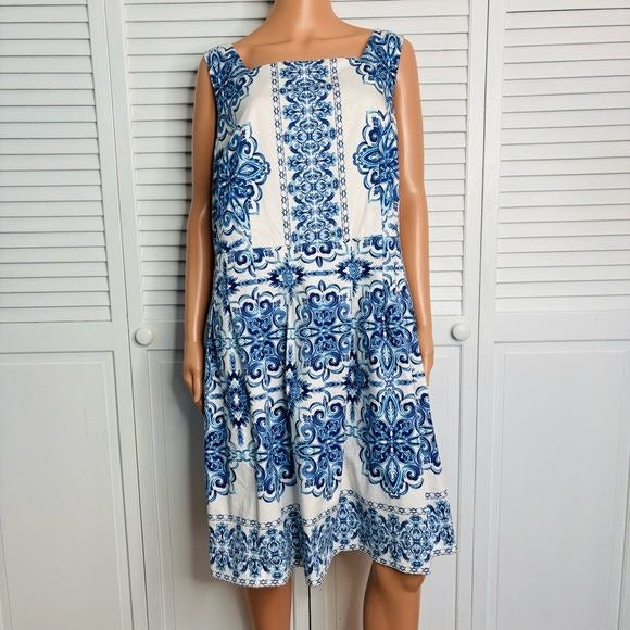 TALBOTS Petite Mediterranean Style Sleeveless Dress Size 16