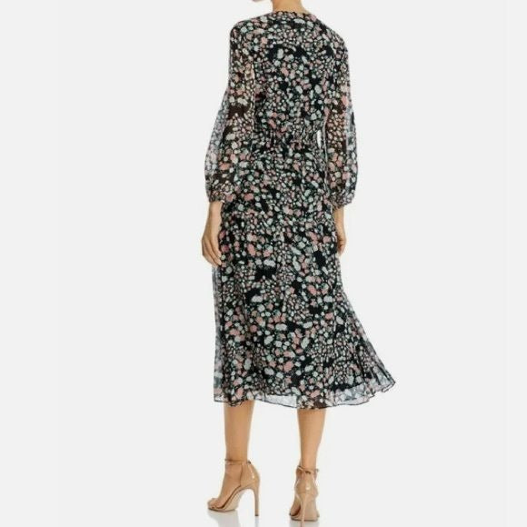SHOSHANNA Black Aria Floral Print Midi Dress Size 4