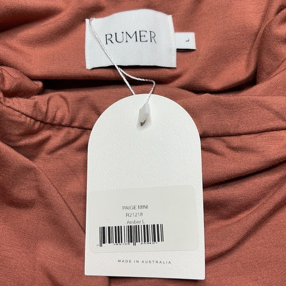 NEW RUMER Paige Mini Dress in Amber Size Large