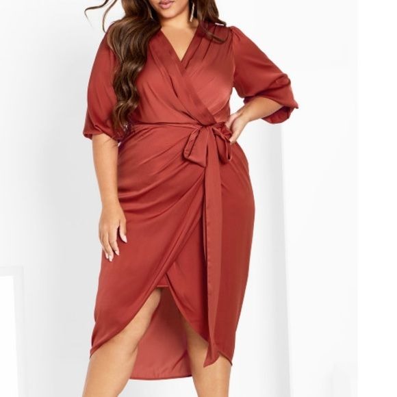 *NEW* CITY CHIC Opulent Toffee Elbow Sleeve Dress Size 14