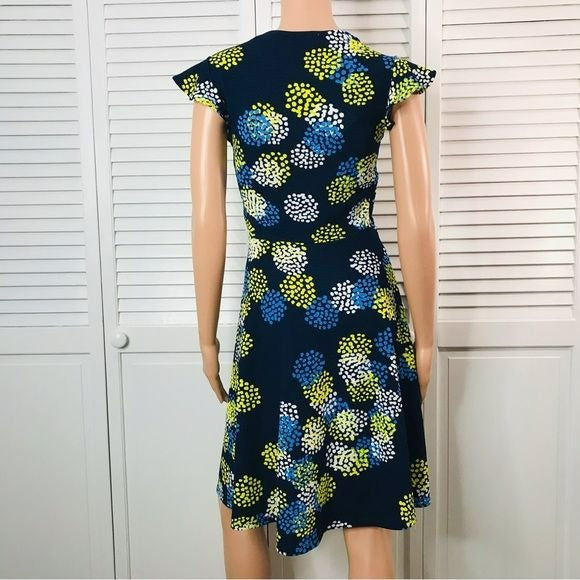 LEOTA Navy Blue Textured Stretch Shift Dress Size S *NEW*