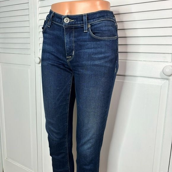 HUDSON Krista Crop Super Skinny Blue Raw Hem Jeans Size 29