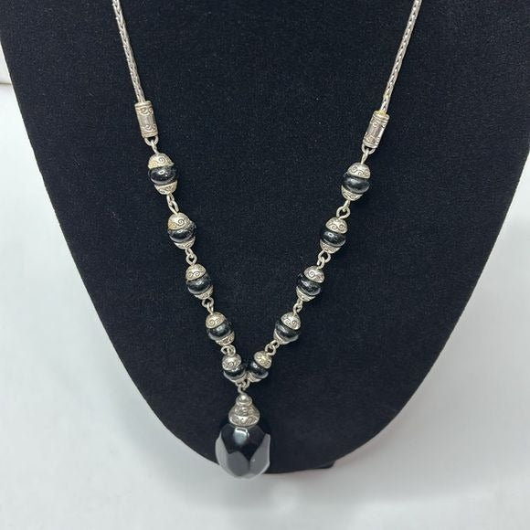 *NEW* BRIGHTON Black Beaded Silver Chain Necklace