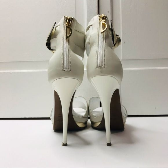 DIBRERA By Paulo Zanoli White Stiletto Heel Shoes Size 8.5