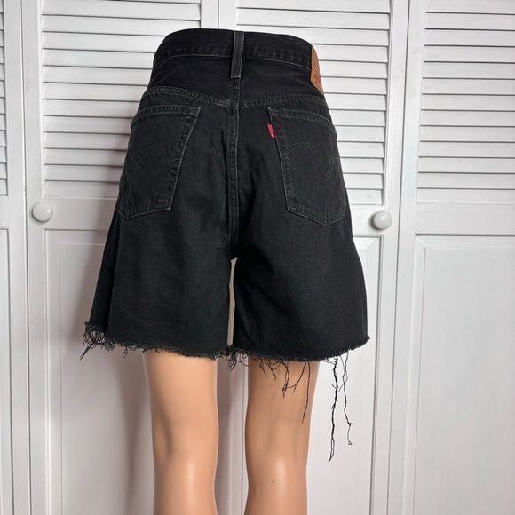 LEVI’S 501 Black Denim Cutoff Raw Hem High Waist Shorts Size 30