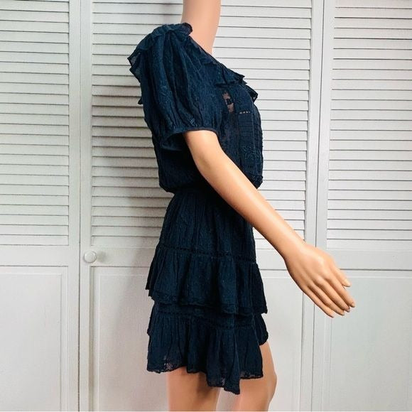 LOVE SHACK FANCY Navy Blue Cotton Short Dress Size Medium